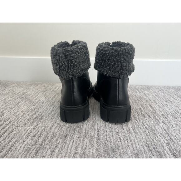 Blondo Plaka Waterproof Boot Size 6 Black Leather Lug Sole Fleece, NWOT - Picture 4 of 7